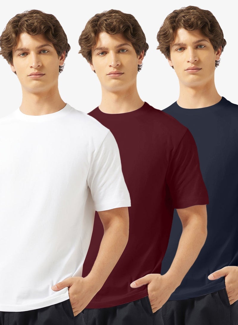 Seventy Five Basics Pack of 3 Regular Fit T-Shirt - Image 1